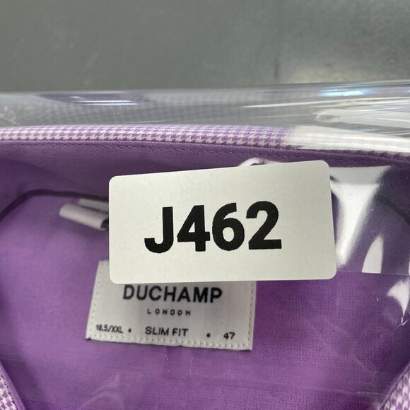 NEW Duchamp London Men's 18.5 XXL Slim Fit Dress Shirt Stretch Cotton Purple - Picture 6 of 6